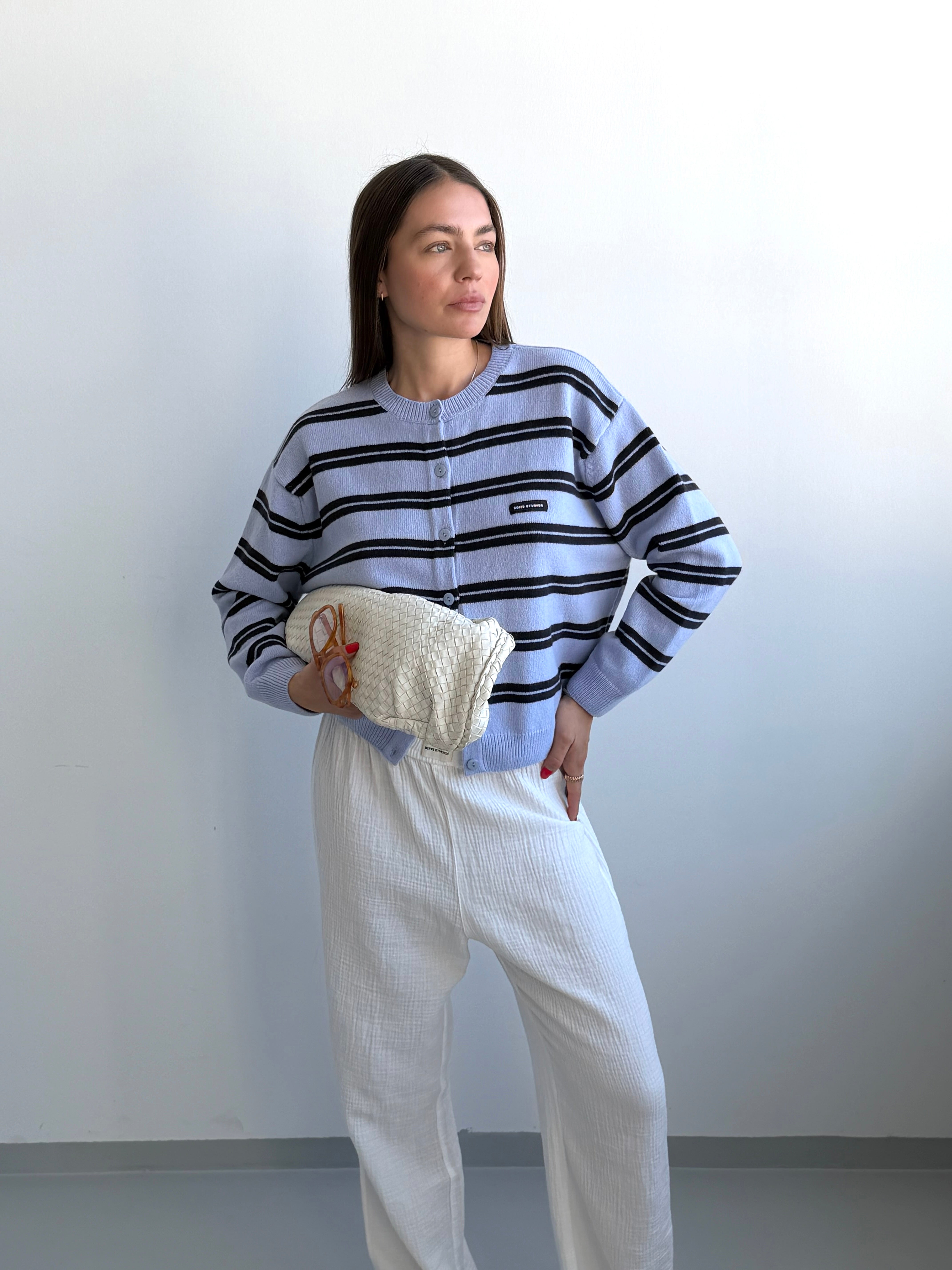 ZOE CARDIGAN light blue I navy