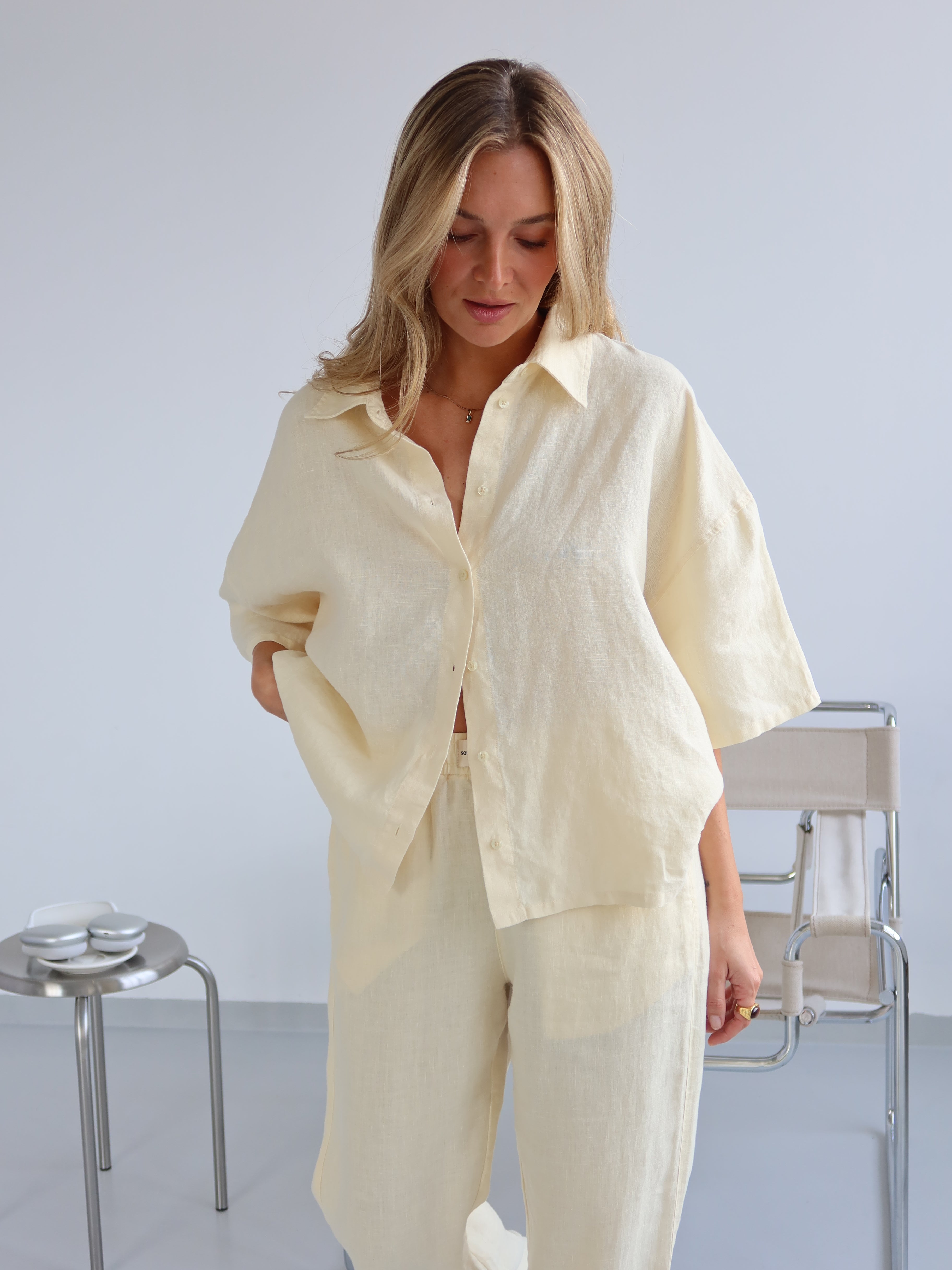 SOHO STUDIOS SIENNA LINEN PANTS butter yellow