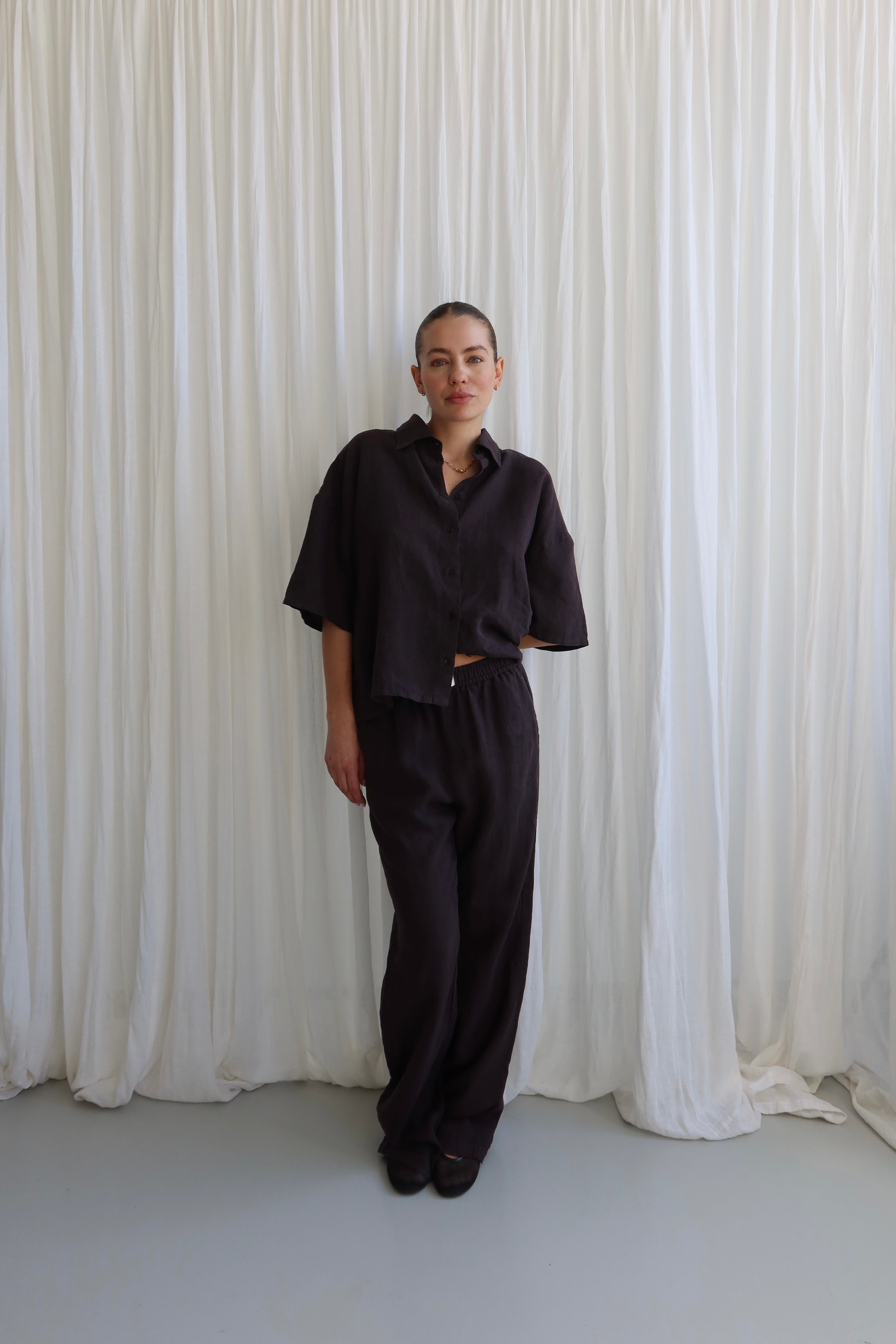 SOHO STUDIOS SIENNA LINEN PANTS raw chocolate