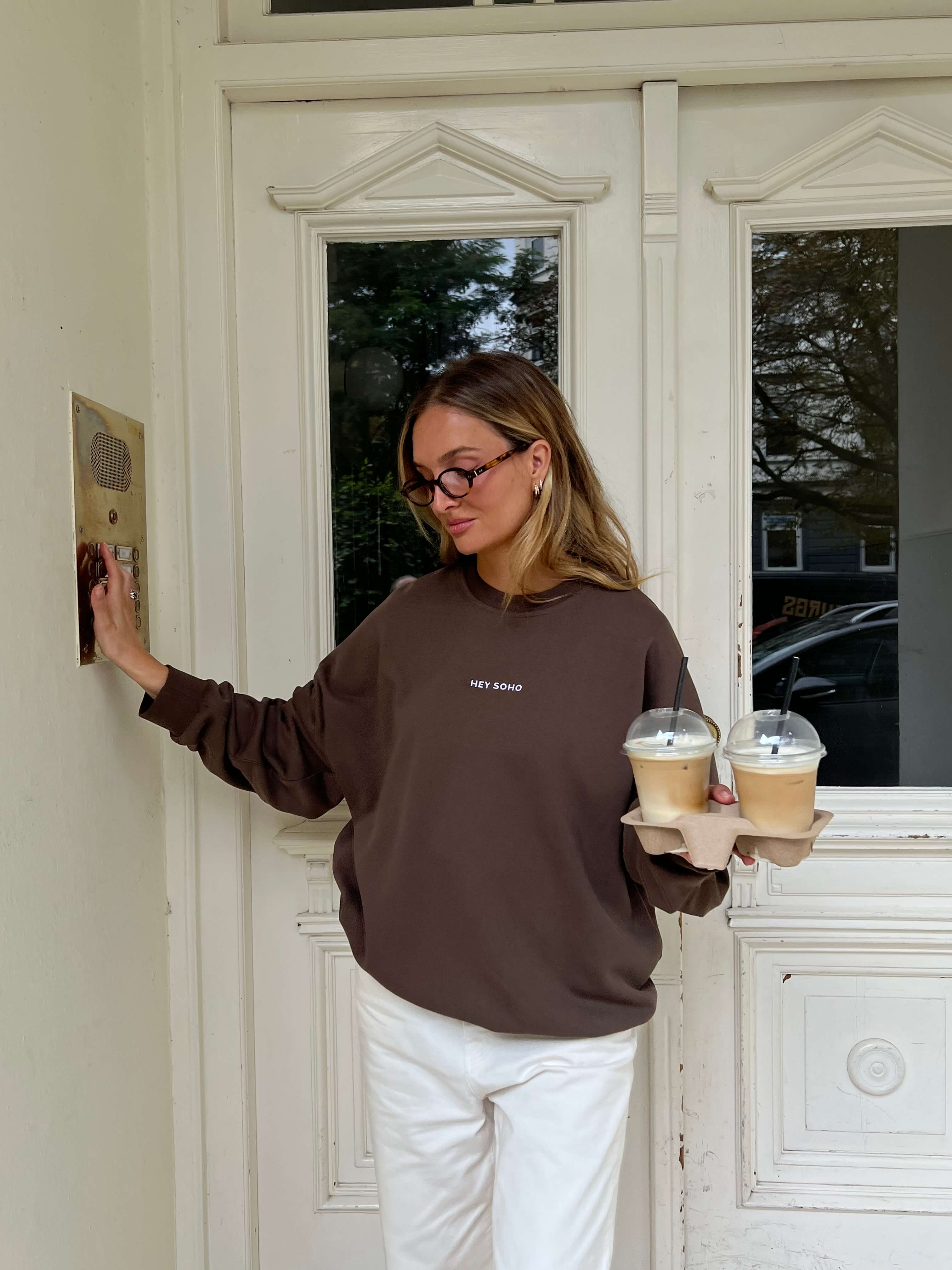 HEY SOHO Sweater chocolate | white