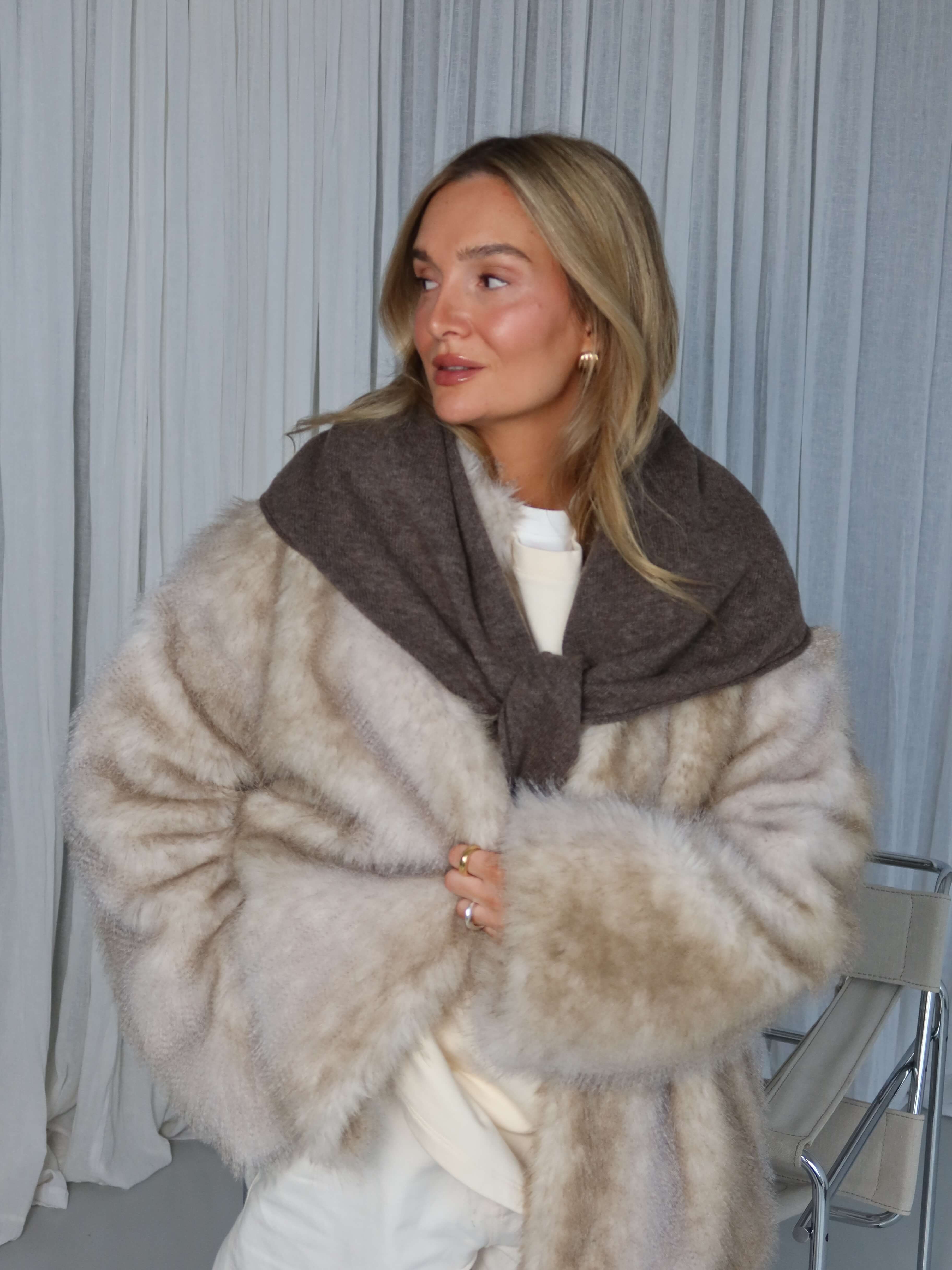 TAYA Cashmere Scarf dark brown melange