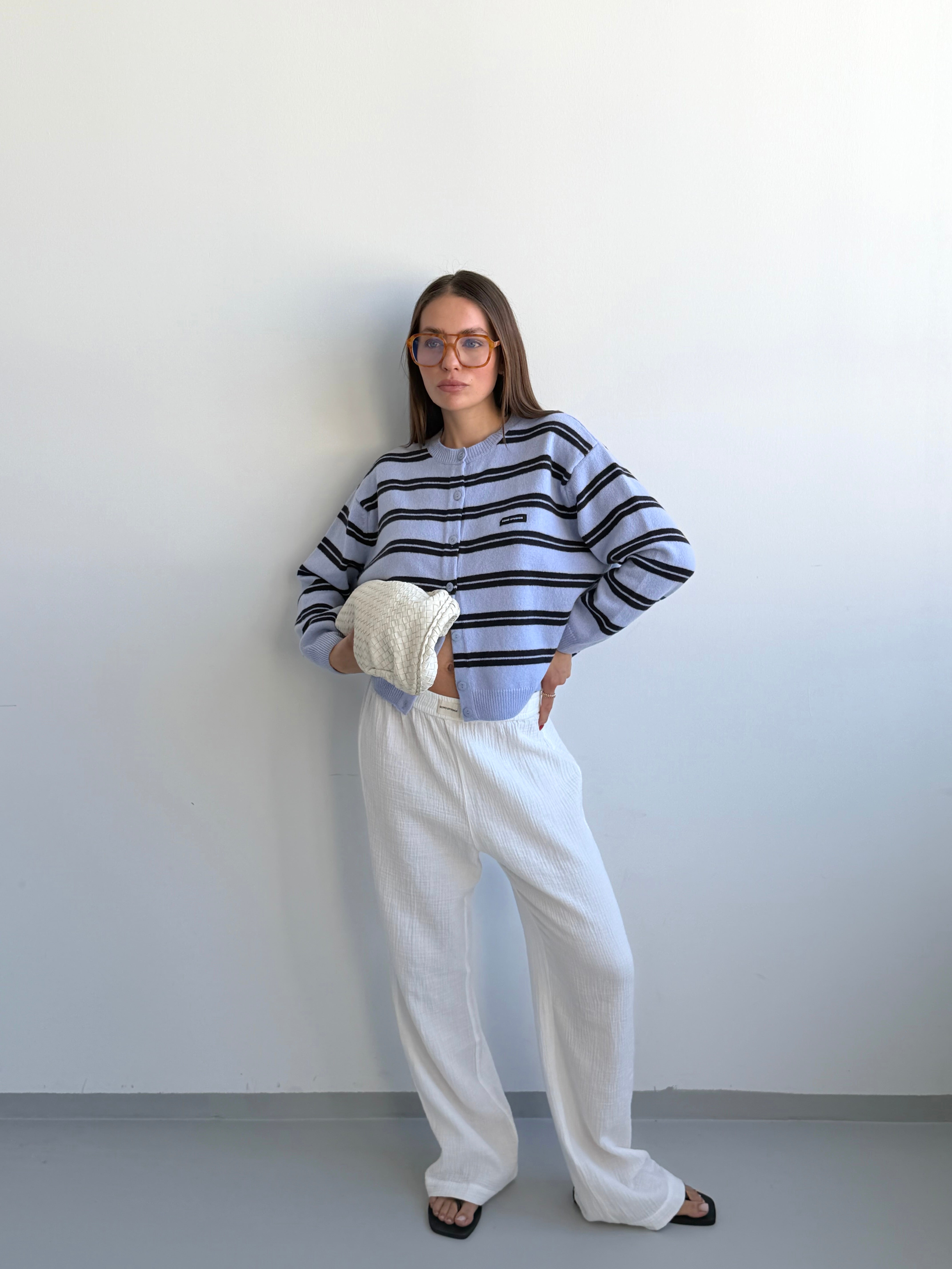 ZOE CARDIGAN light blue I navy