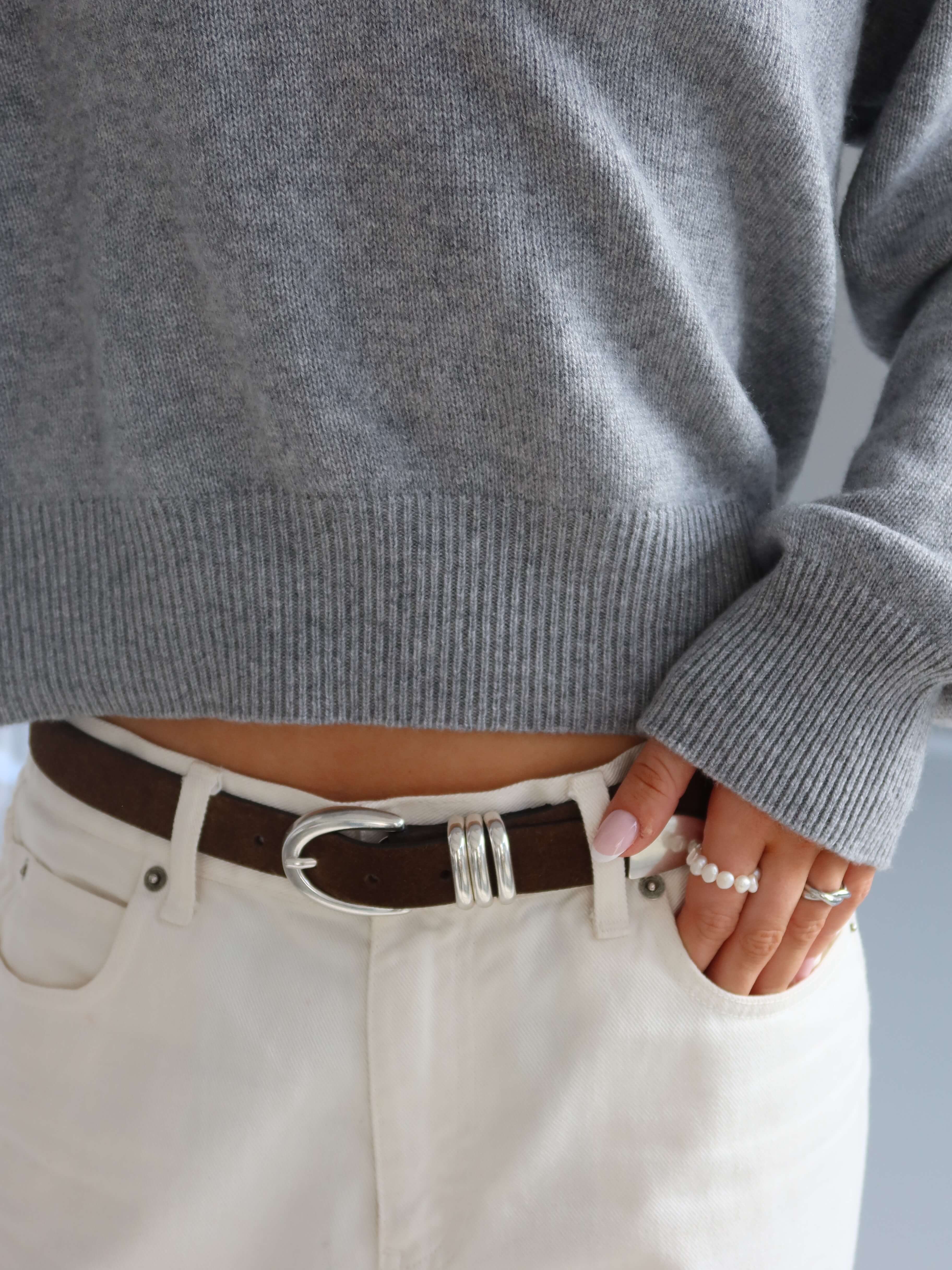 LORENA CASHMERE POLO grey melange