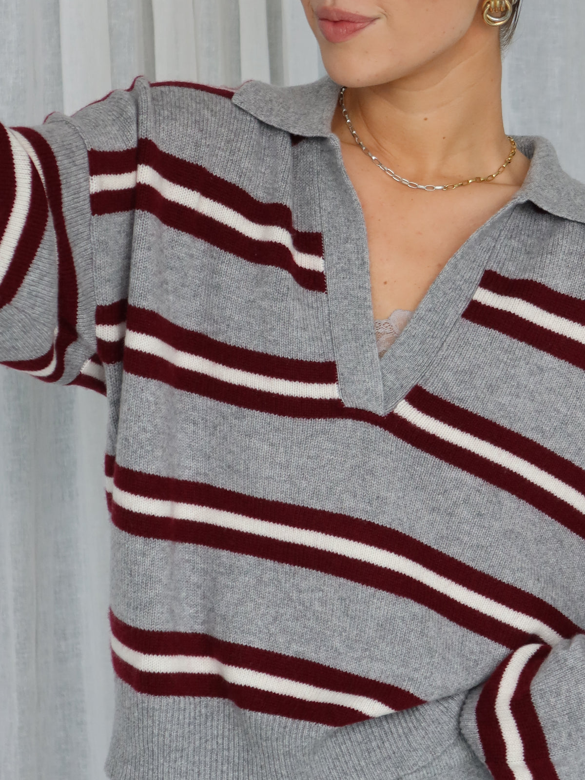 LORENA CASHMERE POLO multi stripe