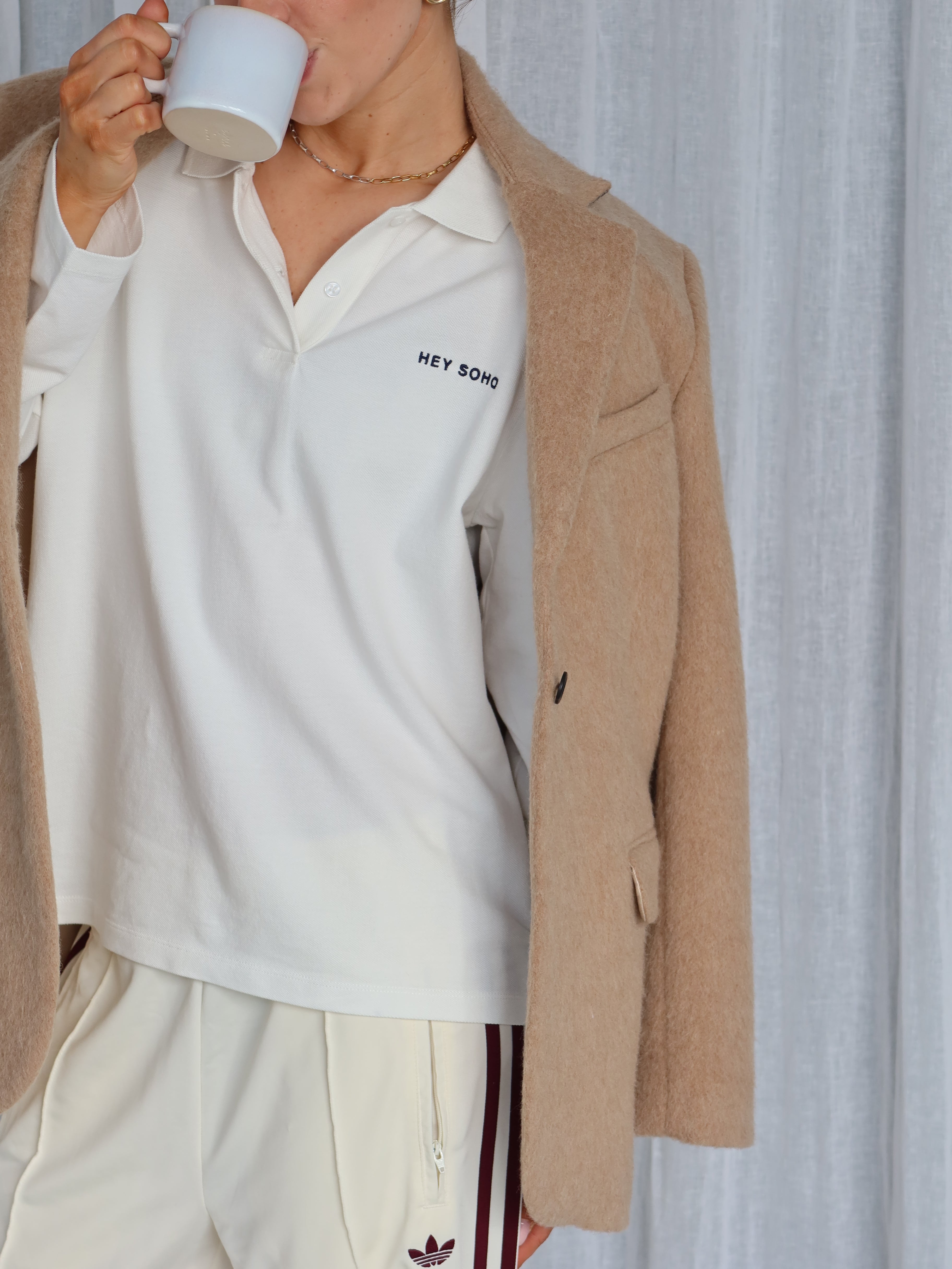 HEY SOHO LONGSLEEVE POLO offwhite