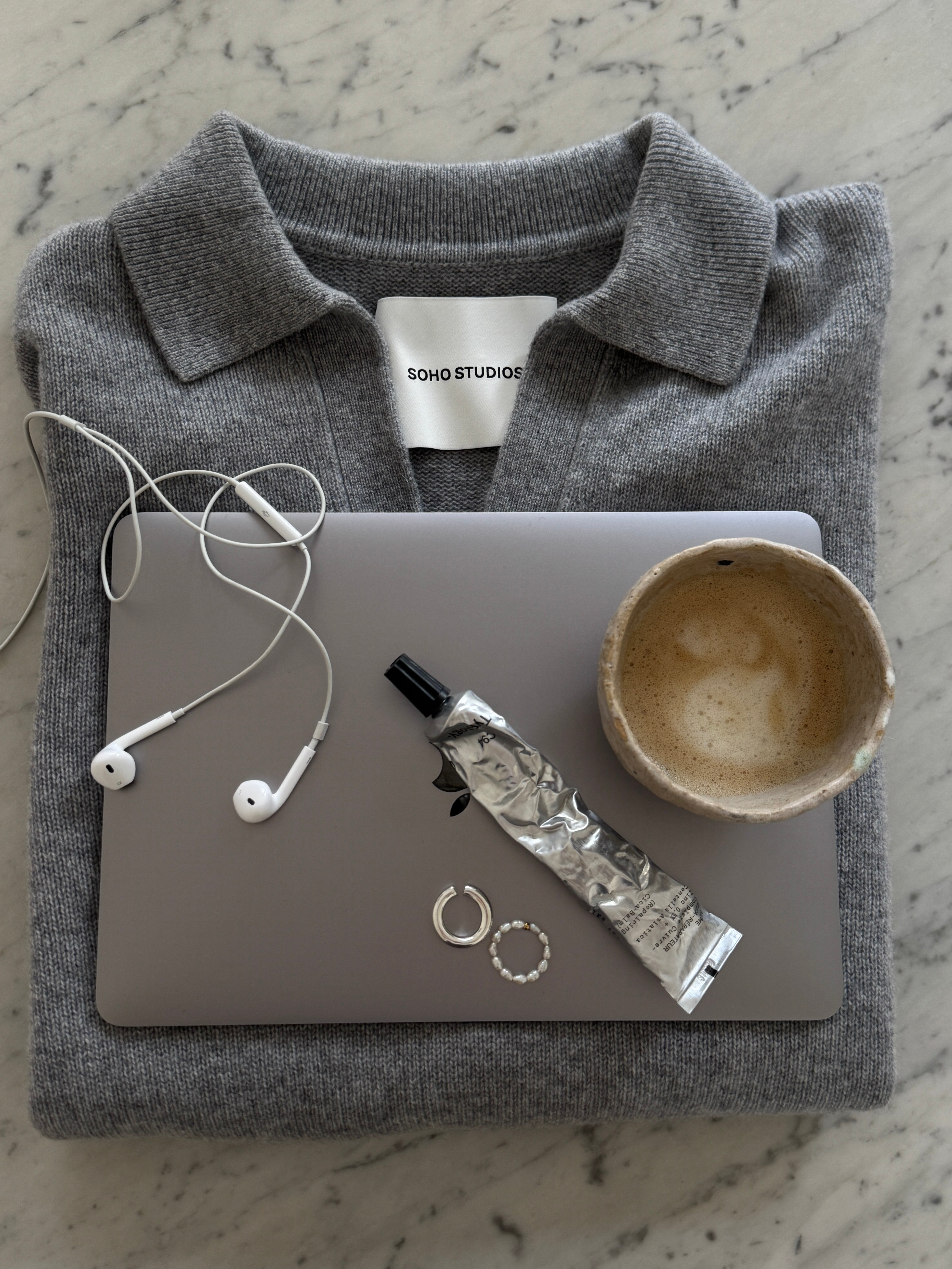 LORENA CASHMERE POLO grey melange