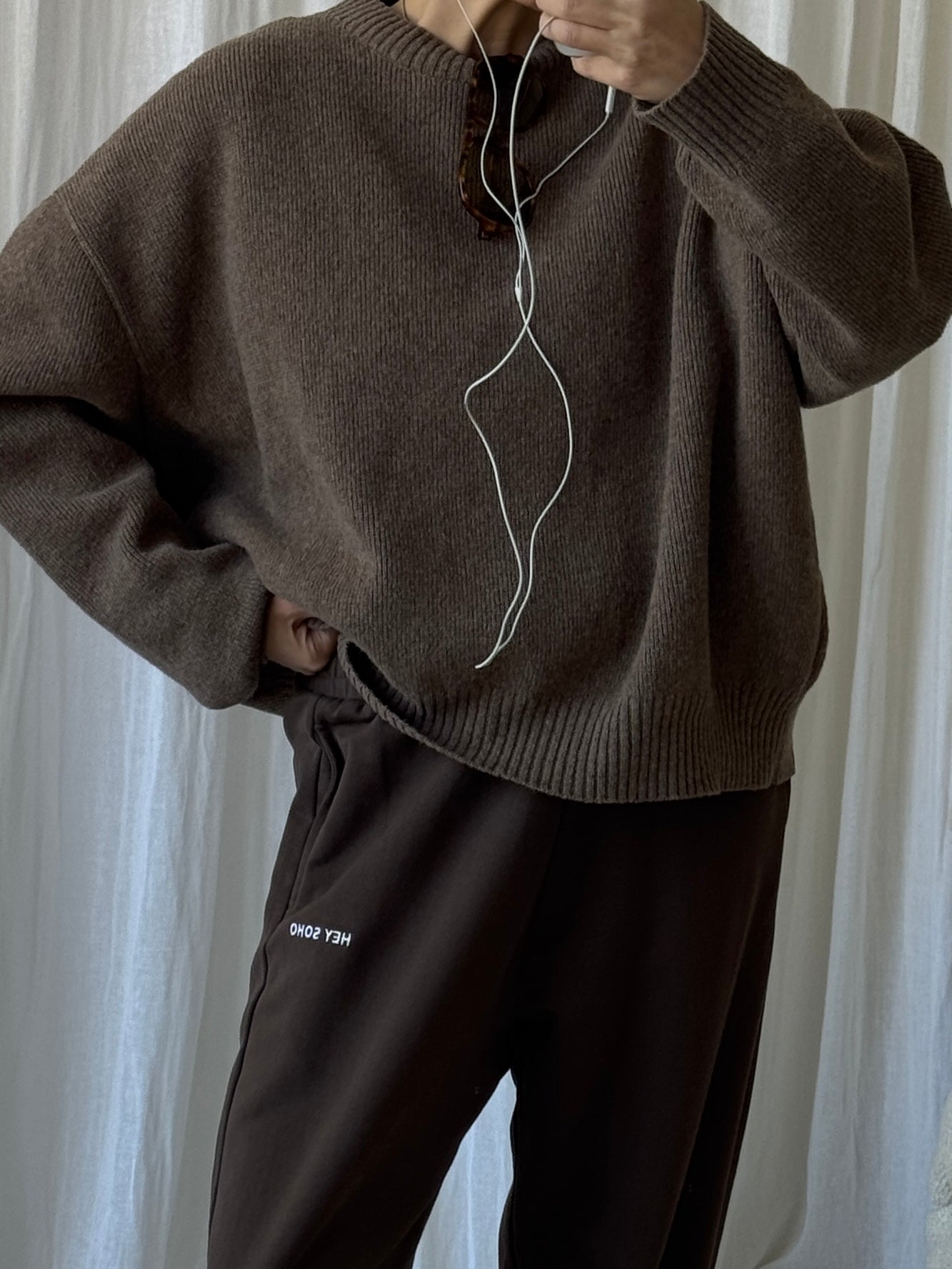 HEY SOHO BASIC SWEATPANTS chocolate | white