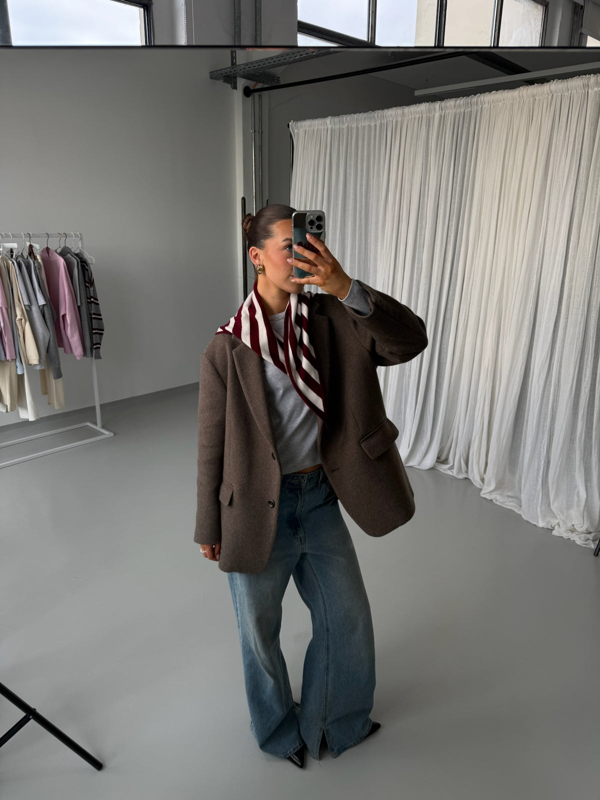 LOUISA CASHMERE SCARF burgundy stripe