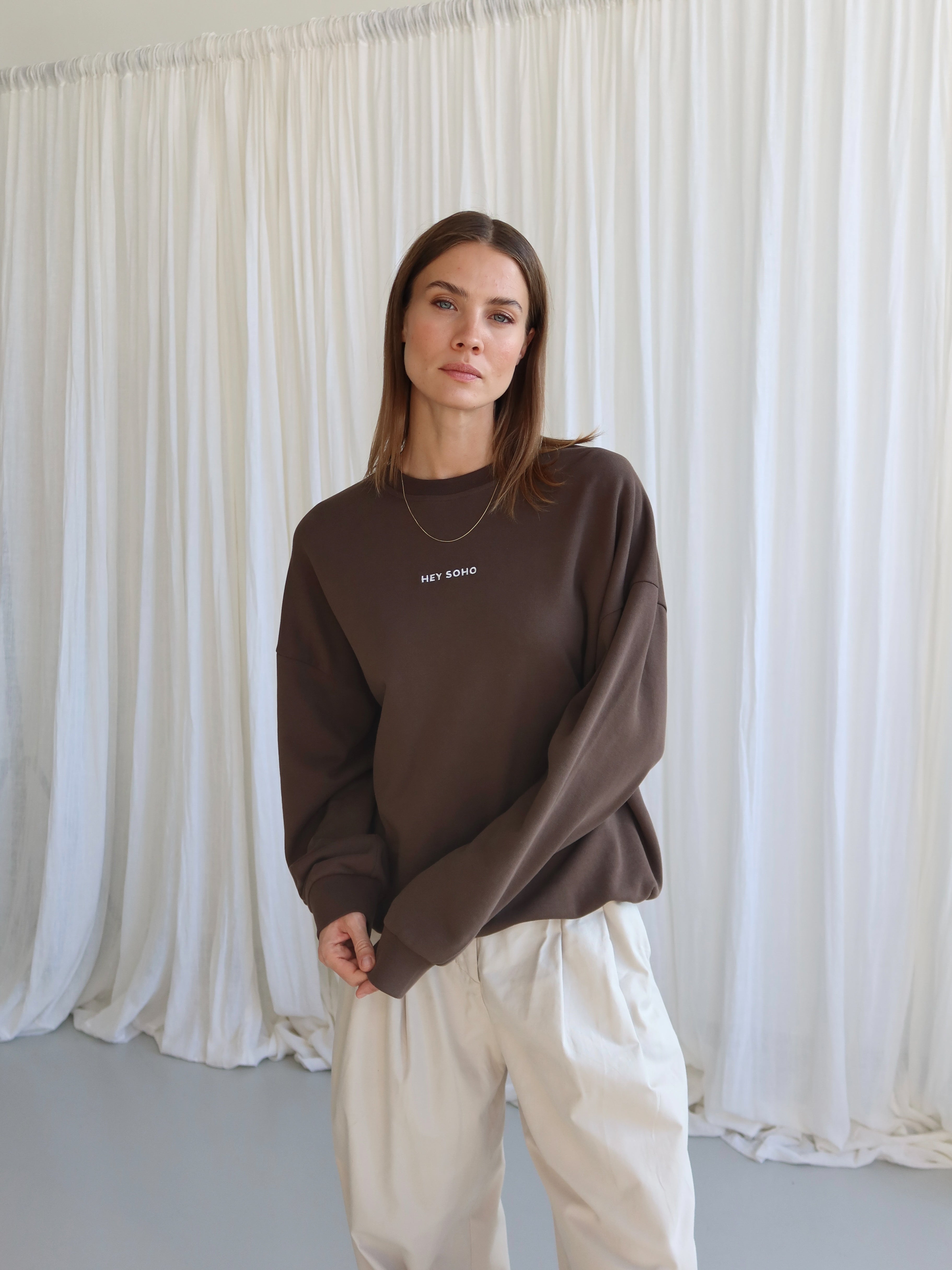 HEY SOHO Sweater chocolate | white