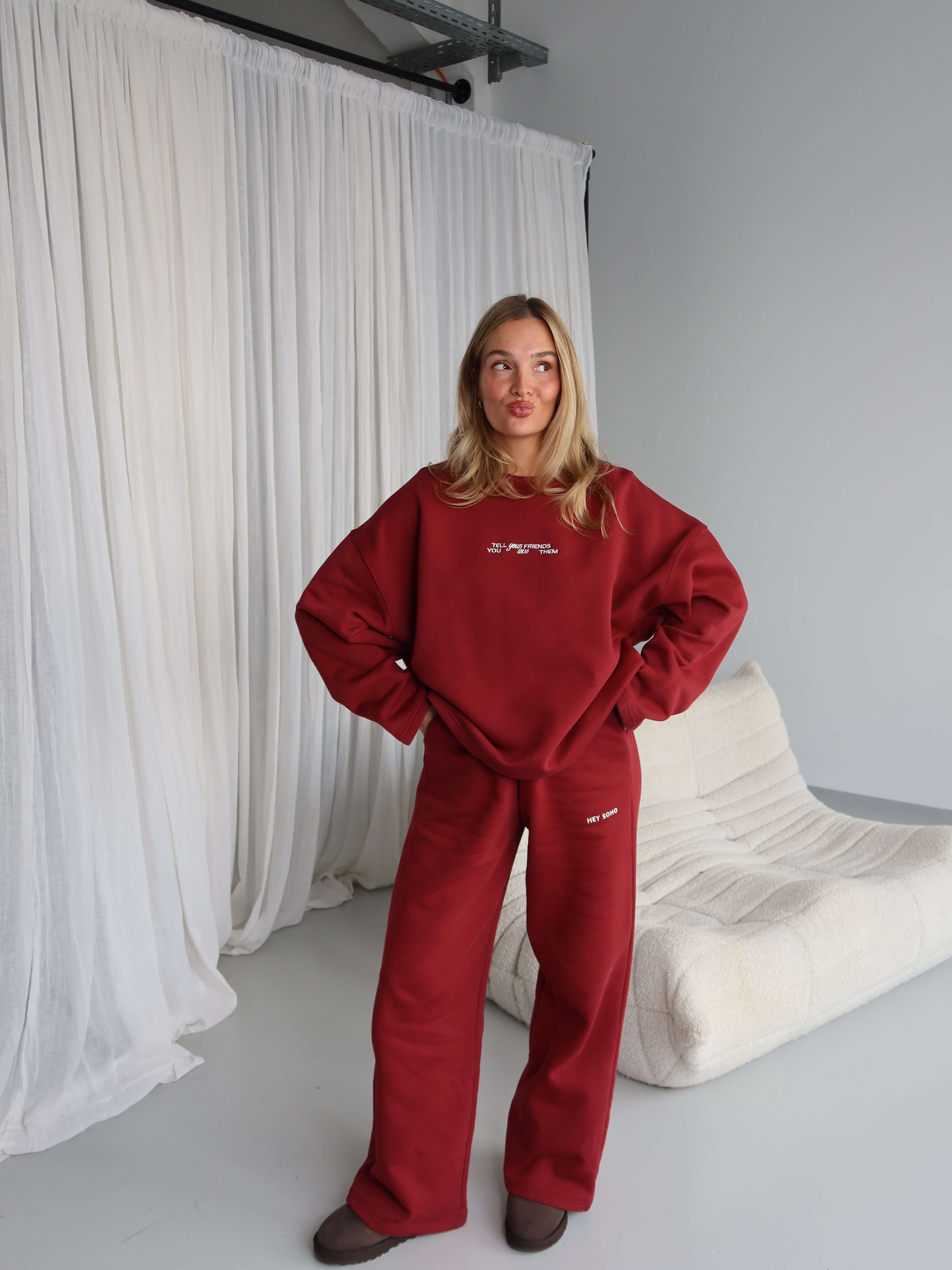 TELL YOUR FRIENDS Sweatshirt red wine I offwhite