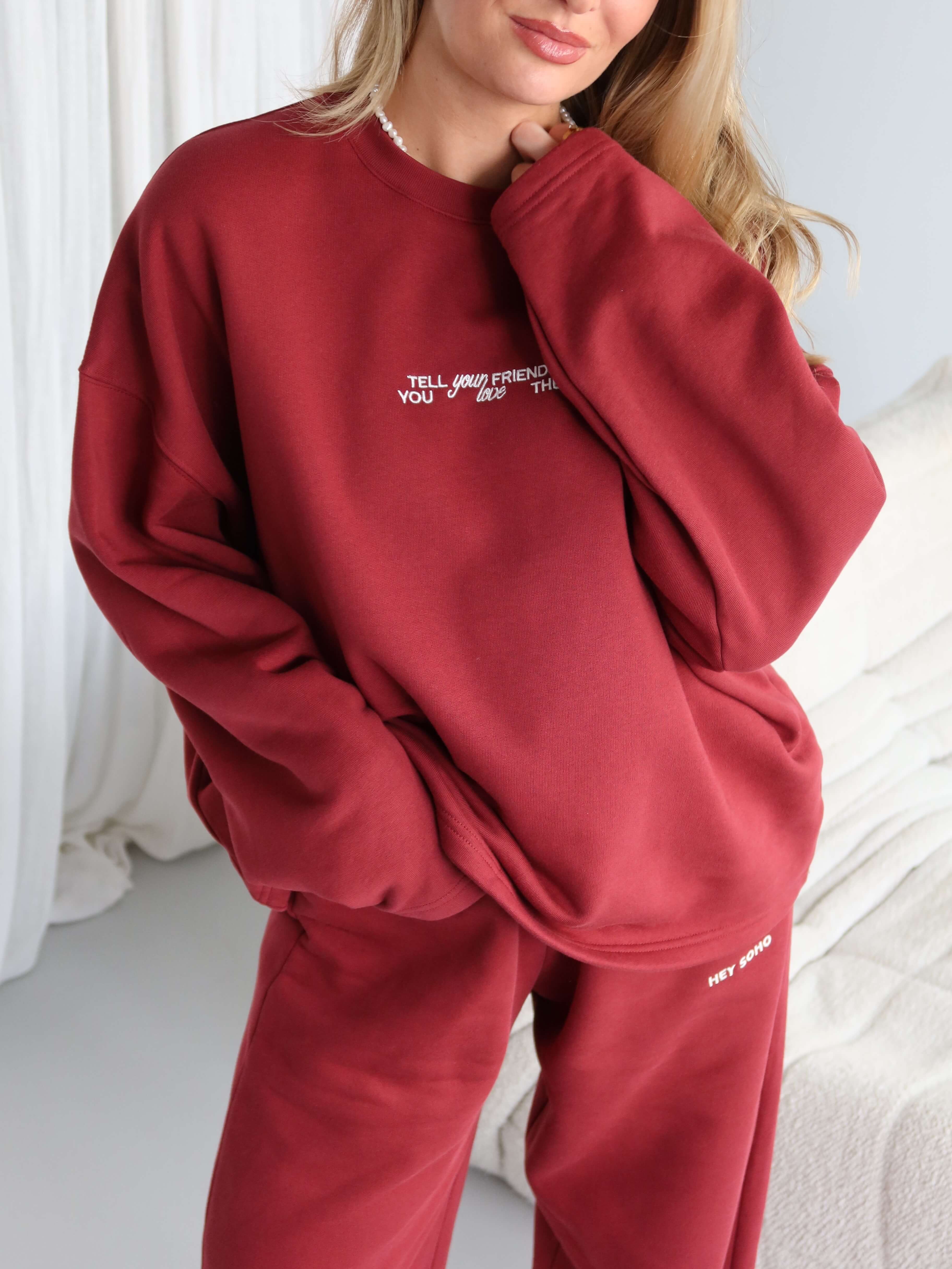 TELL YOUR FRIENDS Sweatshirt red wine I offwhite