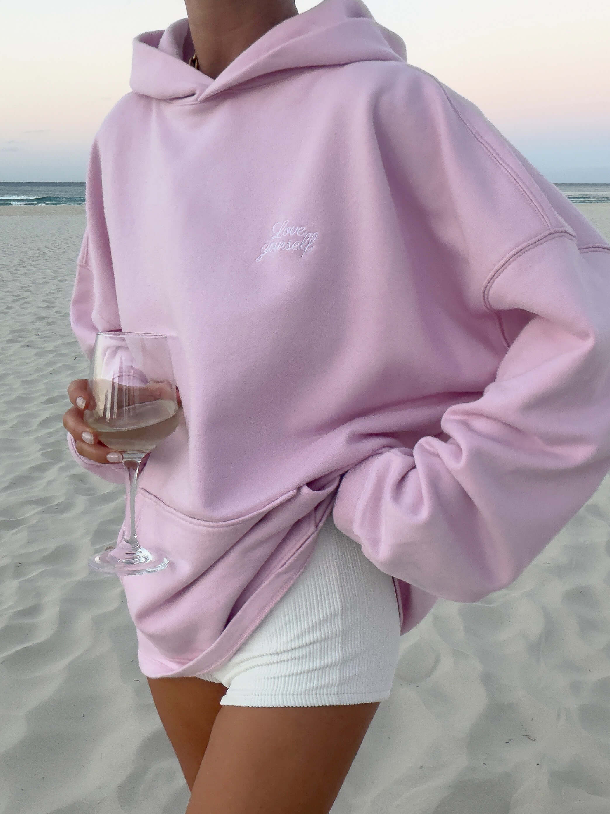 LOVE YOURSELF HOODIE blush