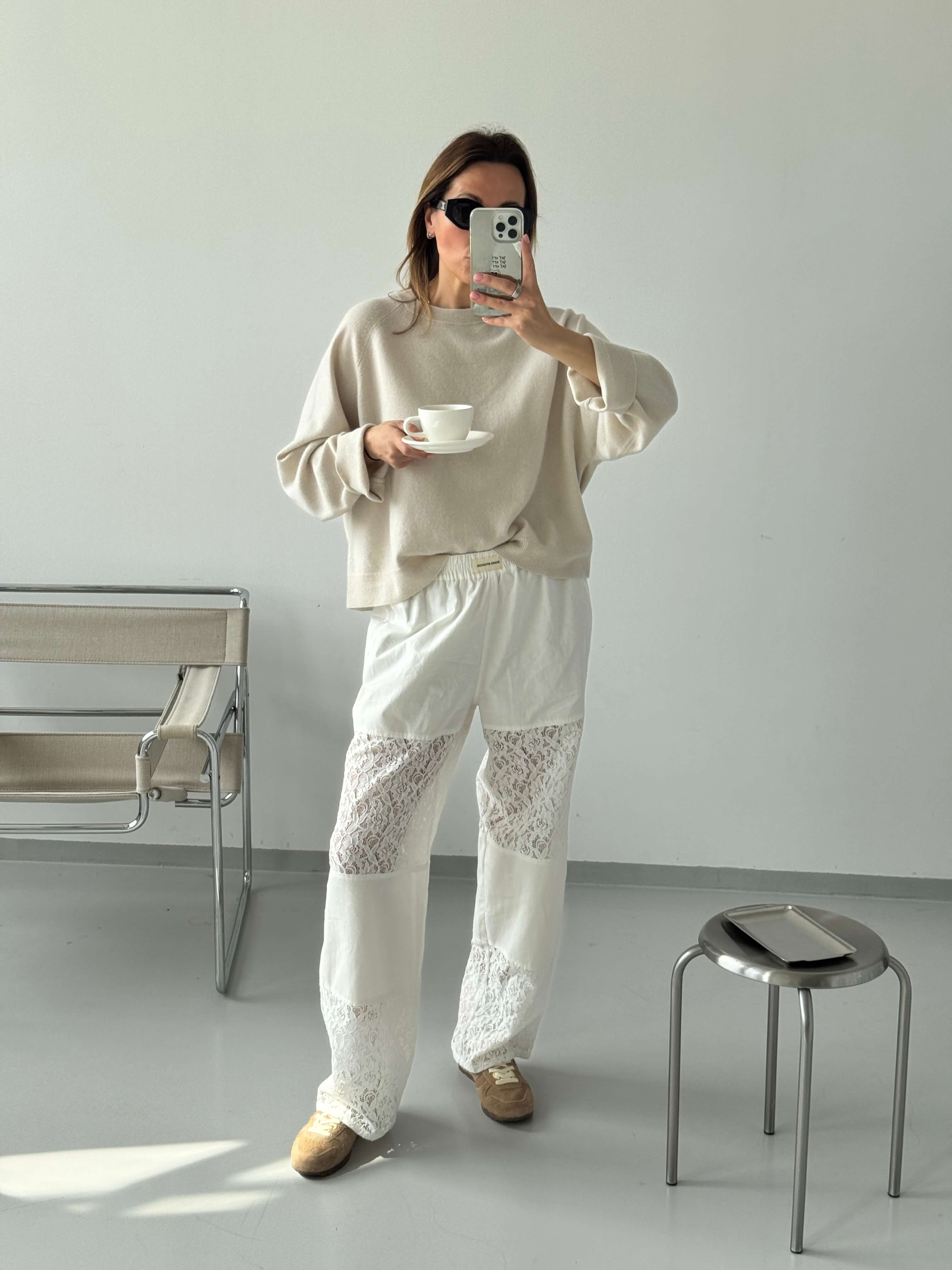 SOHO STUDIOS RODA LACE PANTS white